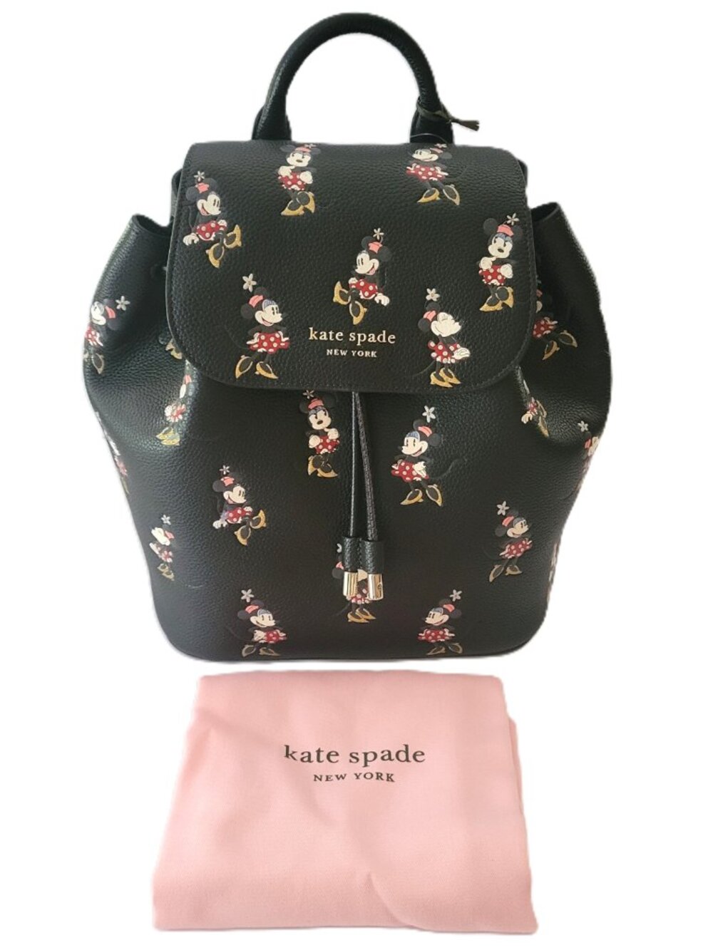 Kate Spade K9757 Sinch Disney Parks Minnie Mouse Medium Flap Backpack Black
